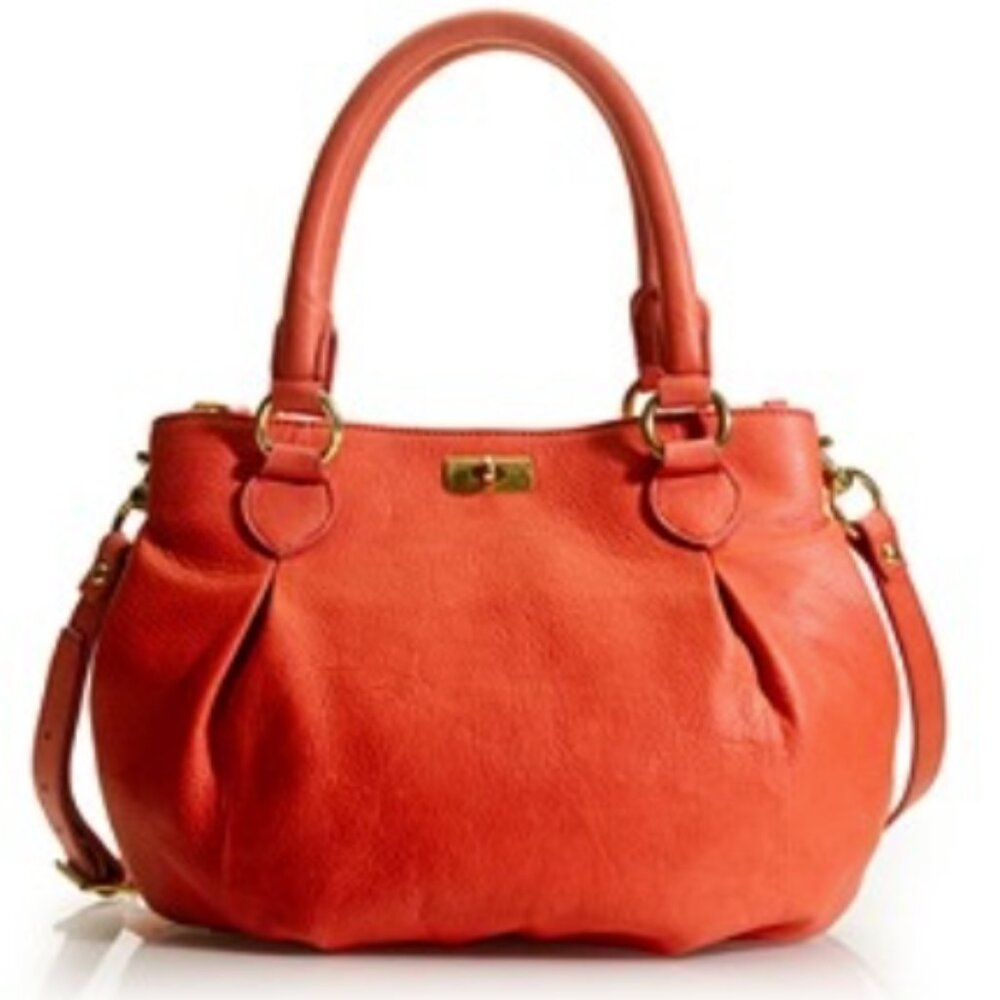 J. Crew Coral Orange Leather Crossbody Satchel